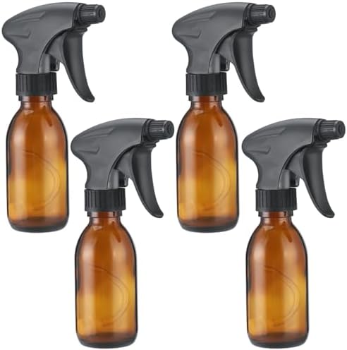 4 Pcs 125ml Amber Glass Spray Bottles with Weight Ball Straws, Empty Refillable Containers, Adjustable Nozzles, 6.7 x 1.8 in Dark Spray Bottles for Cleaning Solutions, Plants, Hairs - Image 4