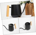 Stainless Steel Watering Pot 1000ml with Wood Handle Black - Image 6