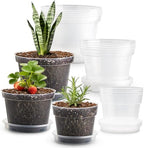 RooTrimmer 15 Pack 8/7/6 Inch Clear Nursery Pots with Saucer, Transparent Plastic Plant Pot with Drainage Hole, Sturdy Planting Starter Pots for Gardening Flower Herb Vegetable by RooTrimmer