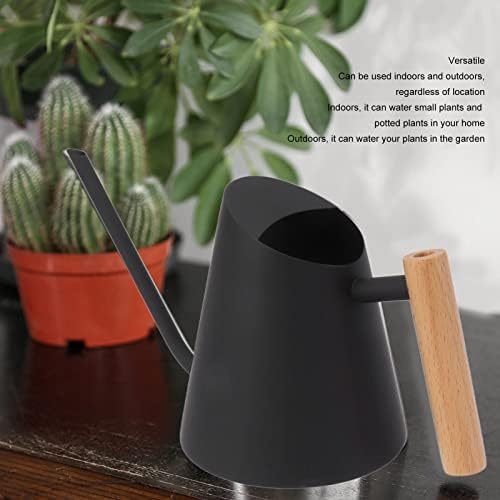 Tyenaza Watering Can Indoor Plants, Stainless Steel Long Spout Watering Pot with Wooden Handle, Modern Decorative Watering Pot for Garden Bonsai Indoor Outdoor (Black) - Image 5