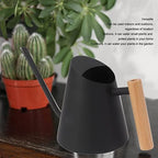 Tyenaza Watering Can Indoor Plants, Stainless Steel Long Spout Watering Pot with Wooden Handle, Modern Decorative Watering Pot for Garden Bonsai Indoor Outdoor (Black) - Image 5