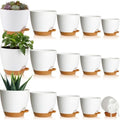 Remerry 15 Pcs 7/6.5/6/ 5.5/5 Inch Self Watering Planters with Drainage Hole Plant Pots Plastic Flower Pots Self Watering Pot and Saucer Reservoir for Garden Plant Flower (White) by Remerry