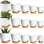Remerry 15 Pcs 7/6.5/6/ 5.5/5 Inch Self Watering Planters with Drainage Hole Plant Pots Plastic Flower Pots Self Watering Pot and Saucer Reservoir for Garden Plant Flower (White) by Remerry