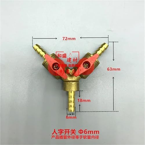 5/16 Fuel Shut Off Valve 2pcs 8mm 10mm Hose Barb Y Type Three 3 Way Brass Shut Off Ball Valve Pipe Fitting Connector Adapter For Fuel Gas Water Oil Air For Water Gas Fuel Drip Irrigation(10mm) - Image 6