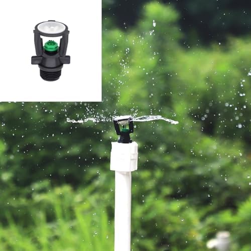 1/2-inch External Thread Automatic Rotating Spray Head, 360-Degree Mini Drip Irrigation Nozzle, for Lawn and Garden Irrigation, Green (10PCS, A+B) - Image 5