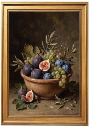 Gold Vintage Framed Still Life Fruit Wall Art, Classical Oil Painting by Unknown