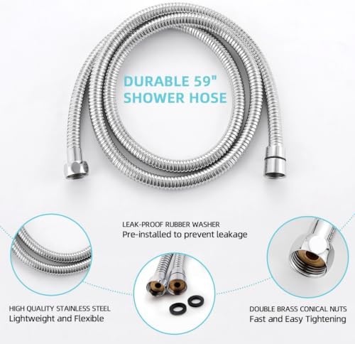 Brushed Nickel Shower System with High Pressure 6-Spray Rain Shower Head, 360° Rotatable Anti-Clog Silicone Nozzles, Wall-Mounted Shower Faucet Set, Rustproof ABS for Bathroom Upgrade - Image 7