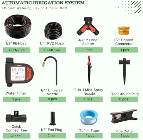 Anleolife 82.4FT Automatic Drip Irrigation System Kit with Water Timer - Image 2