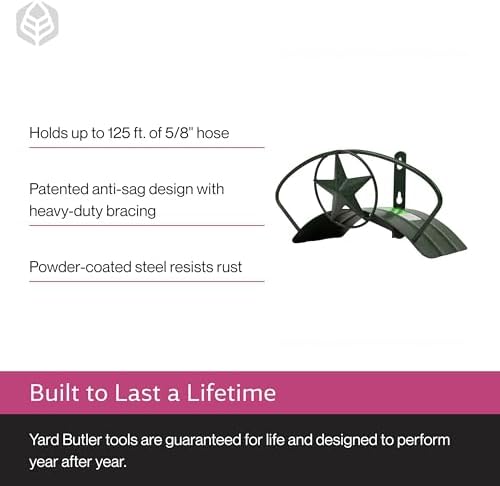 Yard Butler Heavy Duty Wall-Mounted Hose Hanger - Star Design, Green - Image 4