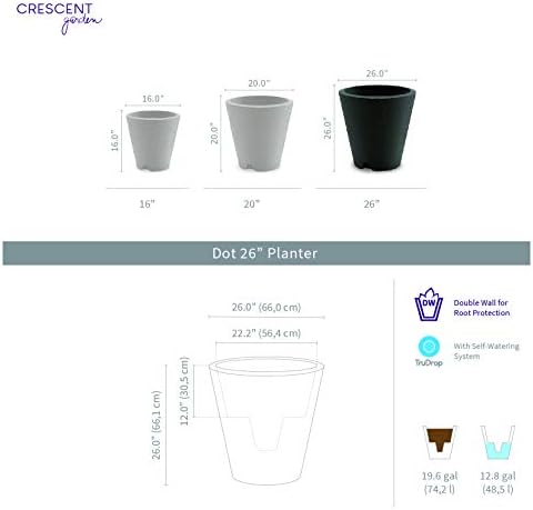 Crescent Garden Dot TruDrop Indoor/Outdoor Planter, Self-Watering Plant Pot, 26 Inches, (Old Bronze) - Image 2