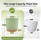 QCQHDU 10 inch Plant Pot, 2 Pack Planters for Indoor Plants with Drainage Holes & Saucer, Outdoor Flower Pots Home Garden Modern Decor - Image 2