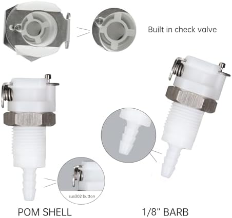 2Pcs 1/8" Plastic Panel Mounting Hose Barb Quick Connector Disconnect - Image 3
