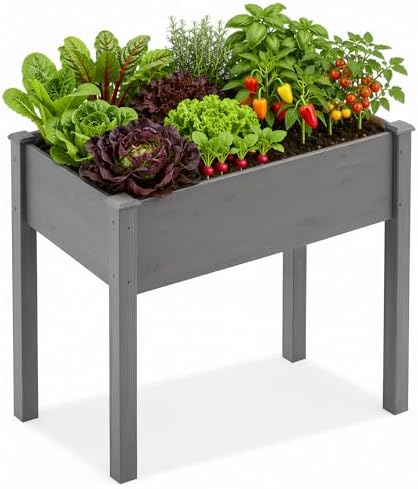 DUMOS 34x18x30 Inch Raised Garden Bed, Elevated Wood Planter Box with Legs by DumosLifestyle