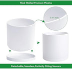 D'vine Dev Plastic Planter Pot with Saucer, 14 in, White, 74-X-A-4 - Image 4