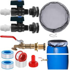 Tujoe 4 Set Rain Barrel Kit Barrel Spigot Kit 3/4 Mesh Cover with Drawstring PVC Barrel Spigot Brass Faucet Kit Bulkhead Fitting Hose Faucet Adapter Thread Seal Tape for Rain Barrel Water by Tujoe
