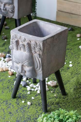 Statue Planter, 22 Inch, Black and Grey - Image 6