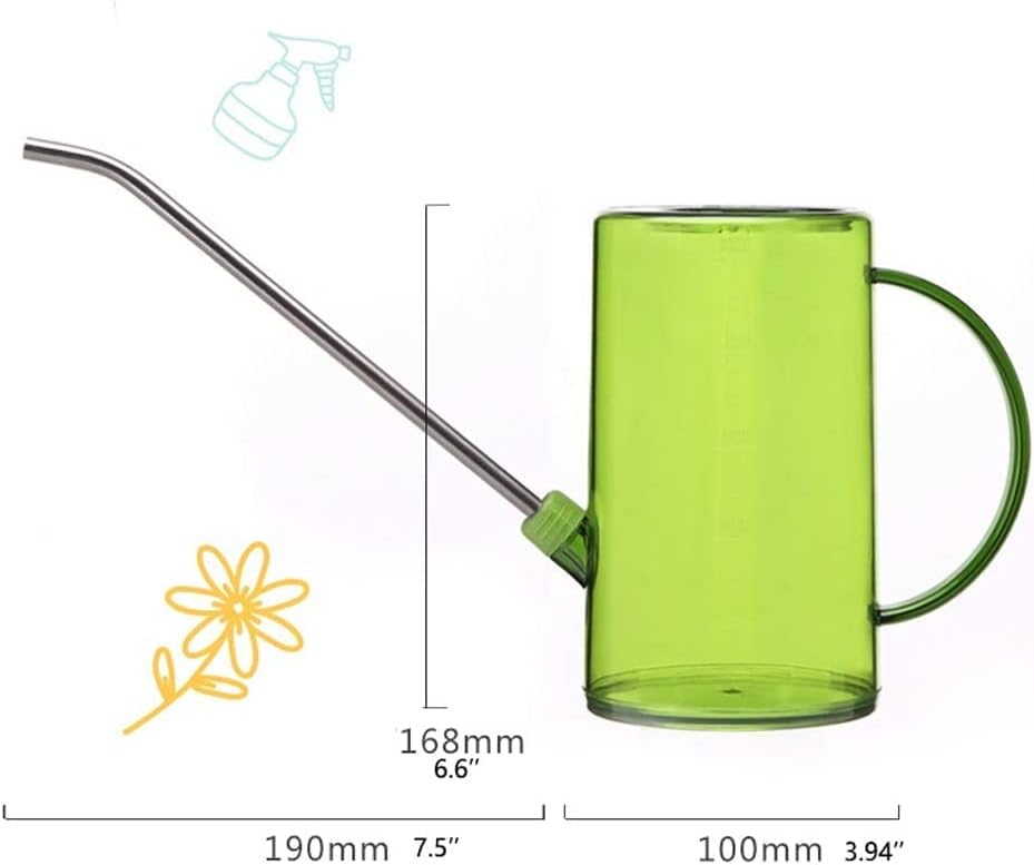 Watering Can Sprinkling Can Transparent Watering Stainless Steel Head Outdoor Garden Fashion Plastic Pot Garden Tool(B) - Image 2