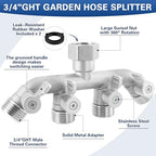 4 Way Garden Hose Splitter, 304 Stainless Steel Outdoor Faucet Splitter with 4 Individual Shut Off Valves, 3/4" GHT High Flow Hose Bib Spigot Connector - Image 4