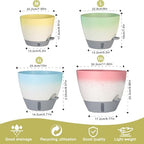 4-Piece Planter Set, 12/10/9/8-inch Self-Watering Pots with Drainage Holes, Deep Trays, Water Level Indicators, Suitable for Plants (12/10/9/8-inch, White Gradient Design) - Image 2