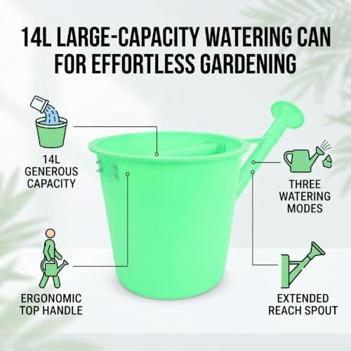 Fafeicy Plastic Watering Can, 14L Large Capacity Bucket with Long Spout - Image 7