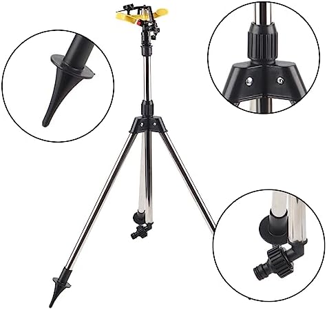 Stainless Steel Tripod Lawn Rotating Atomizing Sprinkler, Adjustable Garden Water Sprinkler 30 to 360 Degree Spray, 45 to 89cm Height for Gardeners Lawn Plant Watering - Image 7
