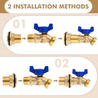 JaGely 3 Sets Brass Rain Barrel Spigot Kit with Heavy Duty Bulkhead Fitting Quarter Turn Ball Valve Rain Barrel Faucet for Aquariums, Water Tanks, Tubs, Pools(Blue) - Image 4