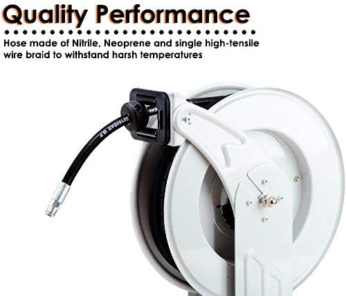 ReelWorks Oil Hose Reel Retractable 1/2" Inch x 50' Foot Long Premium Commercial SAE100R1AT Hose Max 2320 PSI Industrial Dual Arm Steel Construction - Image 6