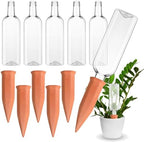 Ziliny 6 Sets Plant Watering Devices 6 Pcs Self Watering Spikes 6 Pcs 25 oz Plastic Bottles Slow Release Automatic Waterer Empty Liquor Bottles Terracotta Spikes for Vacation Plant (Ceramic Color) by Ziliny