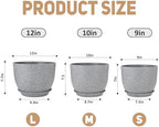YNNICO Plant Pots 12/10/9 inch Set of 3, with Multi Mesh Drainage Holes - Image 2