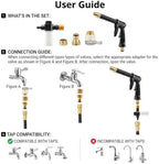 High Pressure Hose Nozzle with 4 Spray Modes, Adjustable Water Spray Gun, Metal Garden Hose Sprayer for Car Wash, Plant Watering, Patio & Outdoor Cleaning (Sprayer Kit with 3 Connectors & Foam Cannon) - Image 2