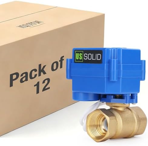 U.S. Solid Motorized Ball Valve- 3/4" Brass Ball Valve with Standard Port, 9-24V AC/DC and 2 Wire Auto Return Setup (Pack of 12) by USSolid