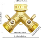 Garden Hose Quick Connect 3/4 Inch Brass Garden Hose Splitter Y-Type 2 Way Outdoor Faucet Connector - Image 3
