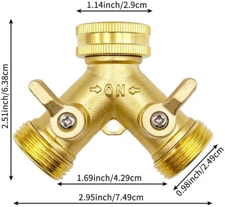 Garden Hose Quick Connect 3/4 Inch Brass Garden Hose Splitter Y-Type 2 Way Outdoor Faucet Connector - Image 3