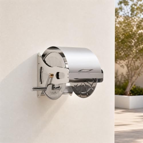 Wall-Mounted Hose Reel with Crank Stainless Hose Reel for Household Outdoor Water Tasks, Car Washing, L - Image 6