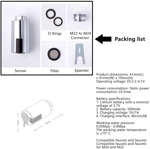 Touchless Automatic Faucet Adapter: Touchless Faucet Motion Sensor Adapter Tap Autowater for Kitchen Bathroom Sink, M22 M24 Tap Nozzle - Image 2