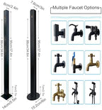 Freestanding Garden Hose Holder with Faucet - 304 Stainless Steel Water Column, Decorative Yard Hydrant for Garden, Farm, Backyard, Pasture (Black, 10) - Image 2