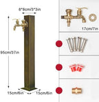 Floor Mounted Faucet Outdoor Water Pipe Vertical Fountain Irrigation Column,Freestanding 37in Outdoor Garden Water Column - Square Vertical Design with Double Outlet Faucet, Perfect for Easy - Image 3