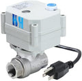 3/8 inch DN10 110-230VAC Normally Closed CF8/Stainless Steel 304 Manual Override Motorized Electrical Ball Valve With U.S. Plug by HSH-Flo