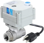 3/8 inch DN10 110-230VAC Normally Closed CF8/Stainless Steel 304 Manual Override Motorized Electrical Ball Valve With U.S. Plug by HSH-Flo