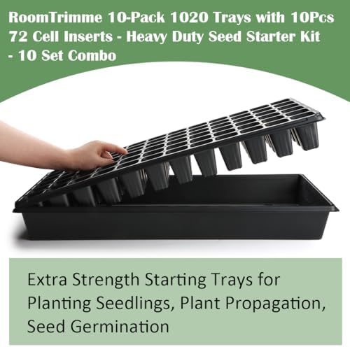 RooTrimmer 10 Pack 1020 Trays No Holes and 10 Pack 72 Cell Seed Starter Tray, 20" x 10" - Heavy Duty Reusable Plastic Seed Starter Kit for Microgreens, Seed Germination & Plant Propagation (10 Sets) - Image 5