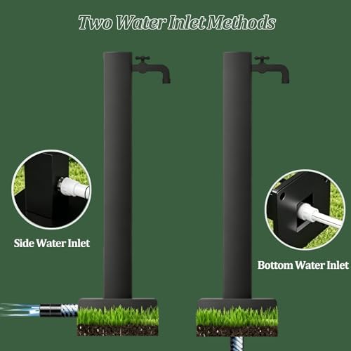 Solar Light Garden Water Column, Stainless Steel Hose Stand with Double Faucets, Outdoor Vertical Antifreeze Garden Watering Post, Outdoor Water Dispenser(16 * 60cm) - Image 4