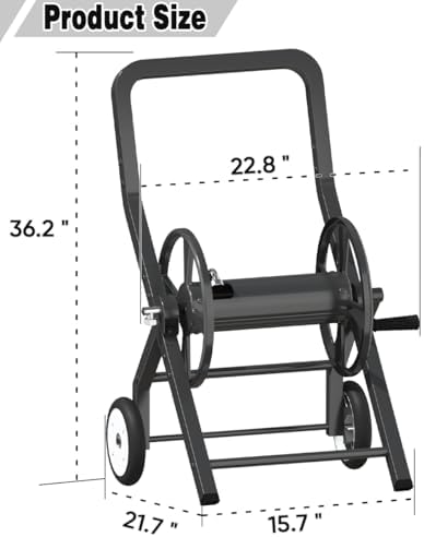 Artigarden Garden Hose Reel Cart with Wheels, Outdoor Water Hose Cart Black - Image 4