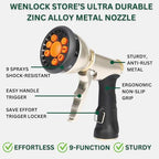Garden Hose 75 ft, Lightweight, Sturdy Metal Nozzle 9 Spray, Heavy Duty, Leakproof Flexible Water Hose, Durable Multiple Layers, Solid Brass Connectors - Image 3