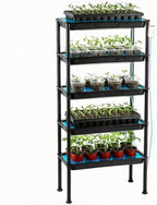 5‑Tier Ebb & Flow Bottom‑Watering Plant Stand with Timer Auto Water Pump, Siphon Self Irrigation Growing Rack, Heavy Duty UV Resistant Vertical Shelf for Seed Starter Trays & Nursery Pots by RooTrimmer