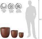 Kante Set of 3 Rusty Concrete Bowl Planters 18" 14" 10" Dia - Image 7