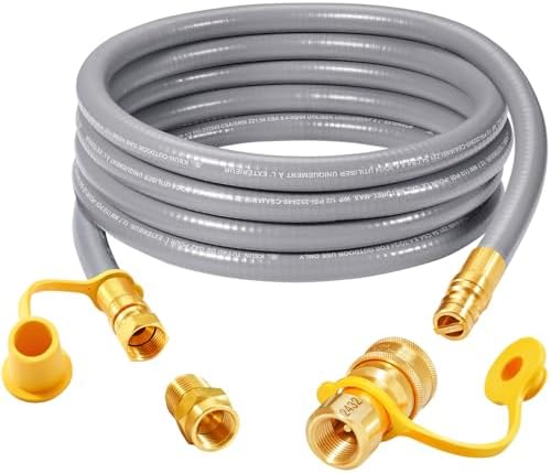 GasSaf 12 FT 1/2" ID Natural Gas Hose with Quick Connect Fitting, Natural Gas Conversion Kit for Gas Grill, Generator, Patio Heater and More - CSA Certified by GasSaf
