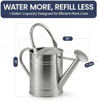 Gardenised 1-Gallon Steel Watering Can with Precision Long Spout for Controlled and Shower Watering Ideal for Indoor & Outdoor Plants Flowers & Houseplants, Silver - Image 2