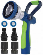 GREEN MOUNT Garden Hose Nozzle with Quick Connect Set - Zinc Alloy High Pressure Sprayer, Fireman Style Handle for Car Wash & Plant Watering, Green by GREENMOUNT