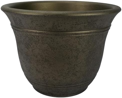 The HC Companies Sierra Round Self-Watering Pot - Lightweight Plastic Planter for Herbs & More - Durable Plant Pots for Indoor Plants & Outdoor Plants (13” Celtic Bronze, Pack of 1) by TheHCCompanies