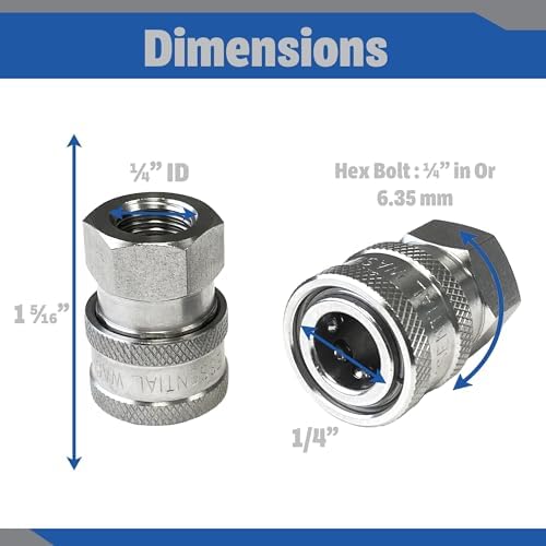 Essential Washer Stainless Steel ¼” Quick Connect Female NPT | Pressure Washer Quick Connect Fittings | 5000 PSI | Set Of 6 - Image 2